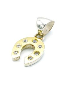 Alternative view of 14k Goud verguld zilveren geluks hoefijzer