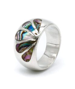Abalone druppel zilveren ring