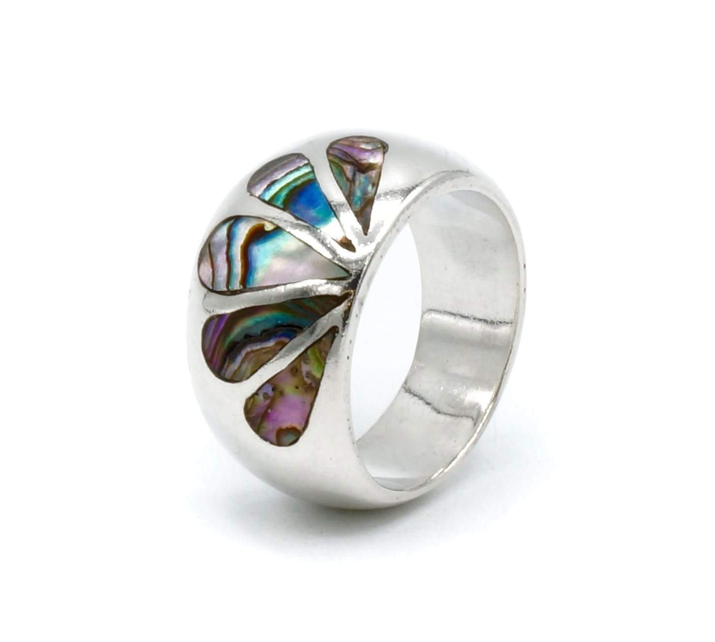 Abalone druppel zilveren ring