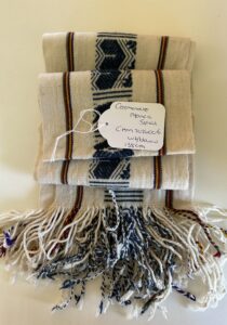 Ceremoniële Alpaca Sjaal Wit Blauw