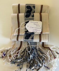 Ceremoniële Alpaca Sjaal Wit-Blauw