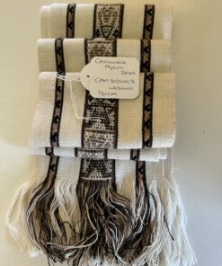 Ceremoniële Alpaca Sjaal Wit Bruin