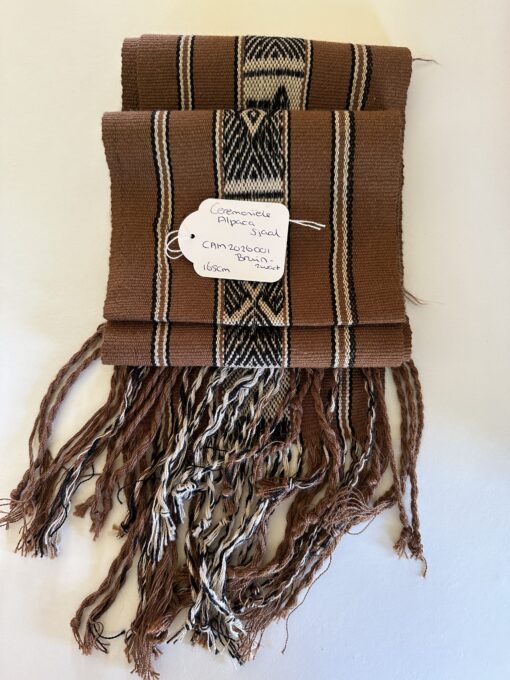 Ceremoniële Alpaca Sjaal bruin zwart