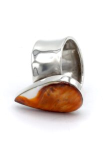 Cuyuchi zilveren ring met oranje spondylus