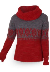 Design Baby alpaca trui met sjaal en handschoenen rood