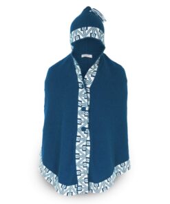 Design cape met Peruaaans geometrisch motief turquesa