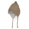 Design dubbelface vlecht muts beige/wit