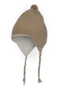 Design dubbelface vlecht muts beige/wit