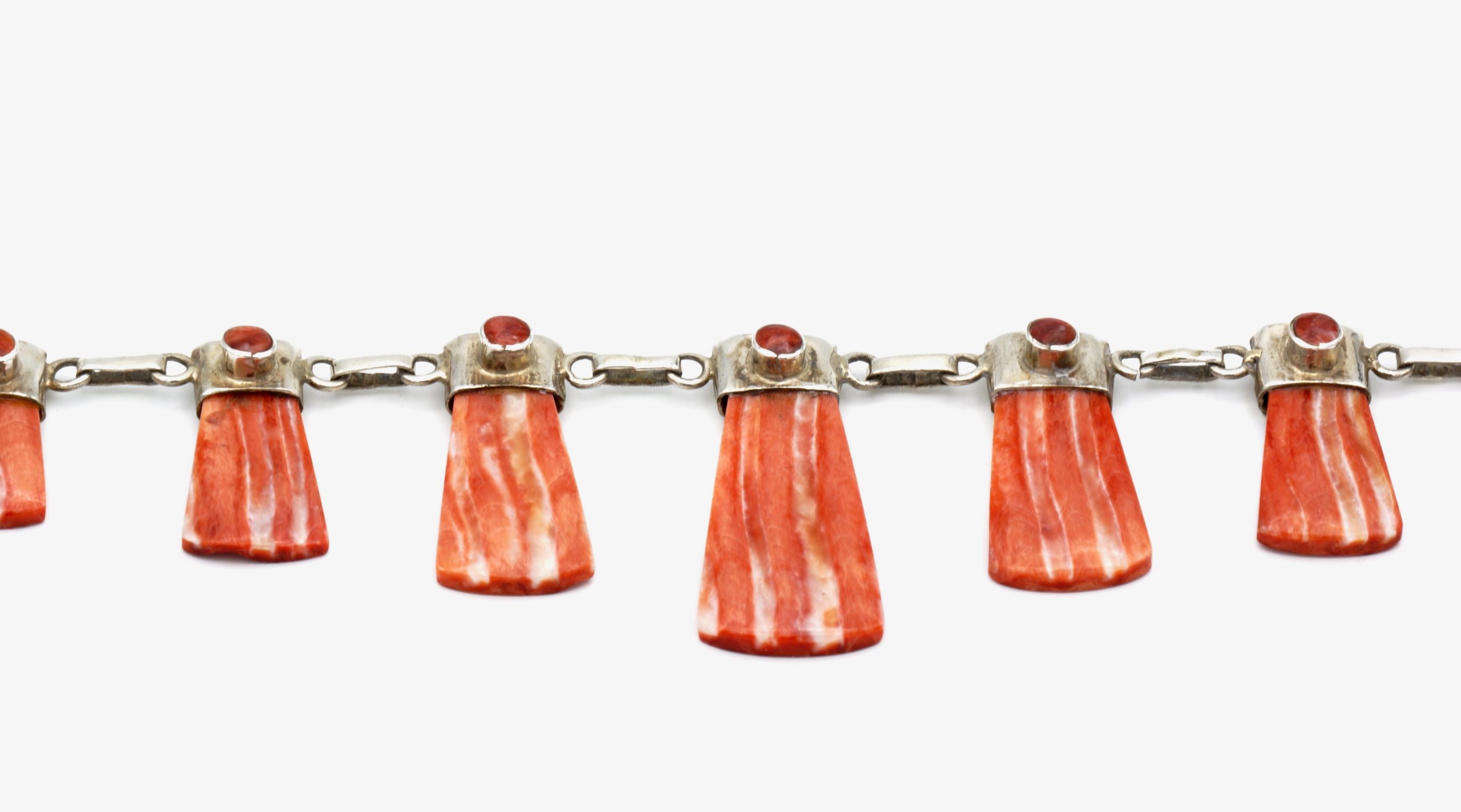 Design oranje Spondylus collier met zilver - Afbeelding 6