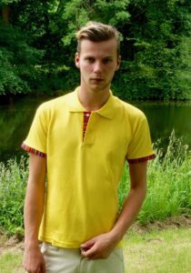 Alternative view of Geel Inca-katoenen polo