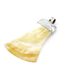 Geel parelmoer luxe zilveren hanger machete