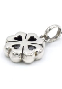 Geluks zilveren klavertjevier hanger