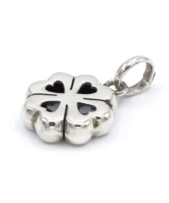 Geluks zilveren klavertjevier hanger
