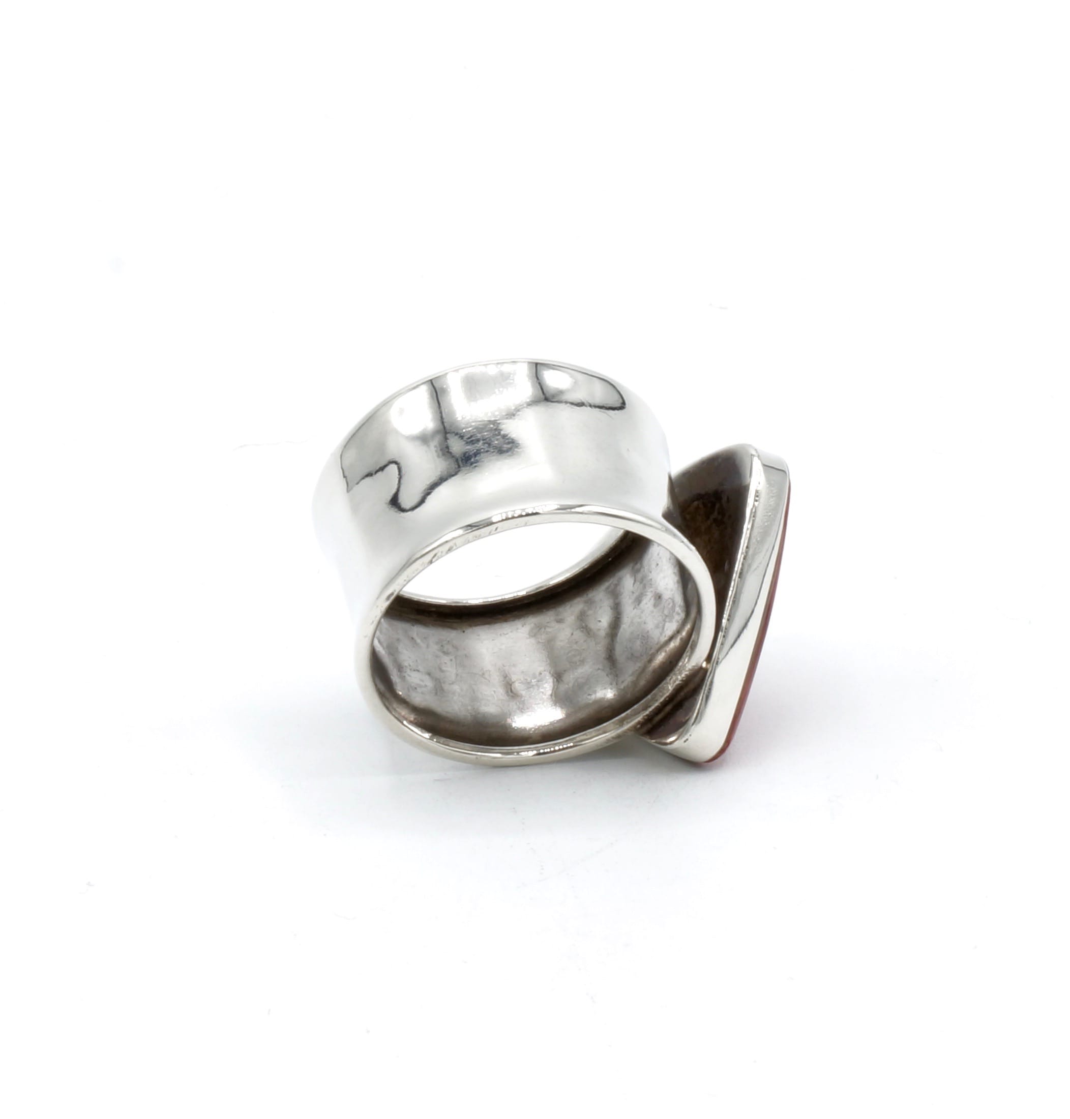 Guaman zilveren ring met rode spondylus (op bestelling 2-3 weken) - Afbeelding 2