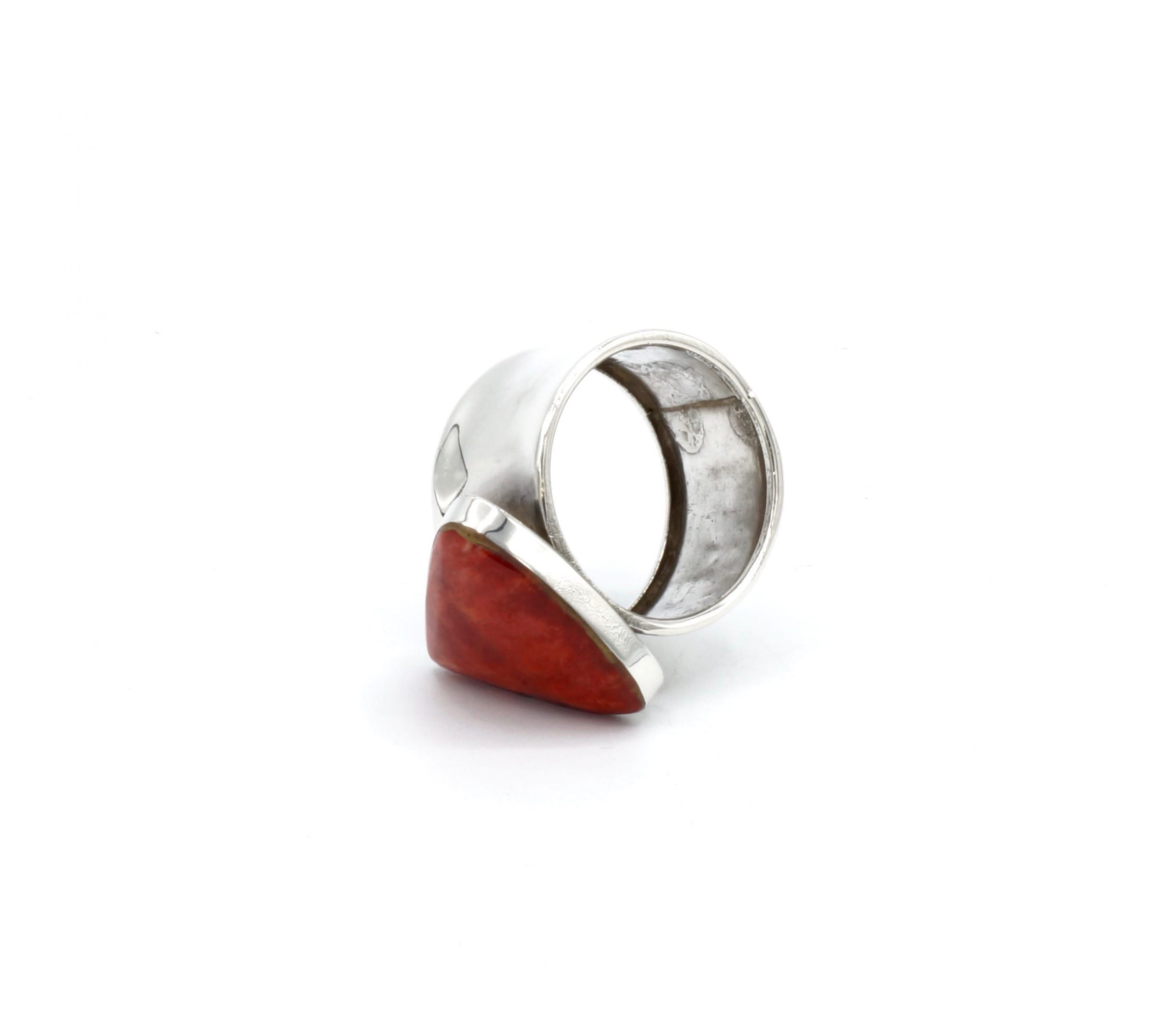 Guaman zilveren ring met rode spondylus (op bestelling 2-3 weken) - Afbeelding 3