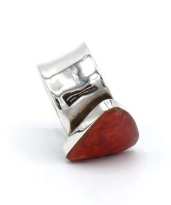 Guaman zilveren ring met rode spondylus (op bestelling 2-3 weken)