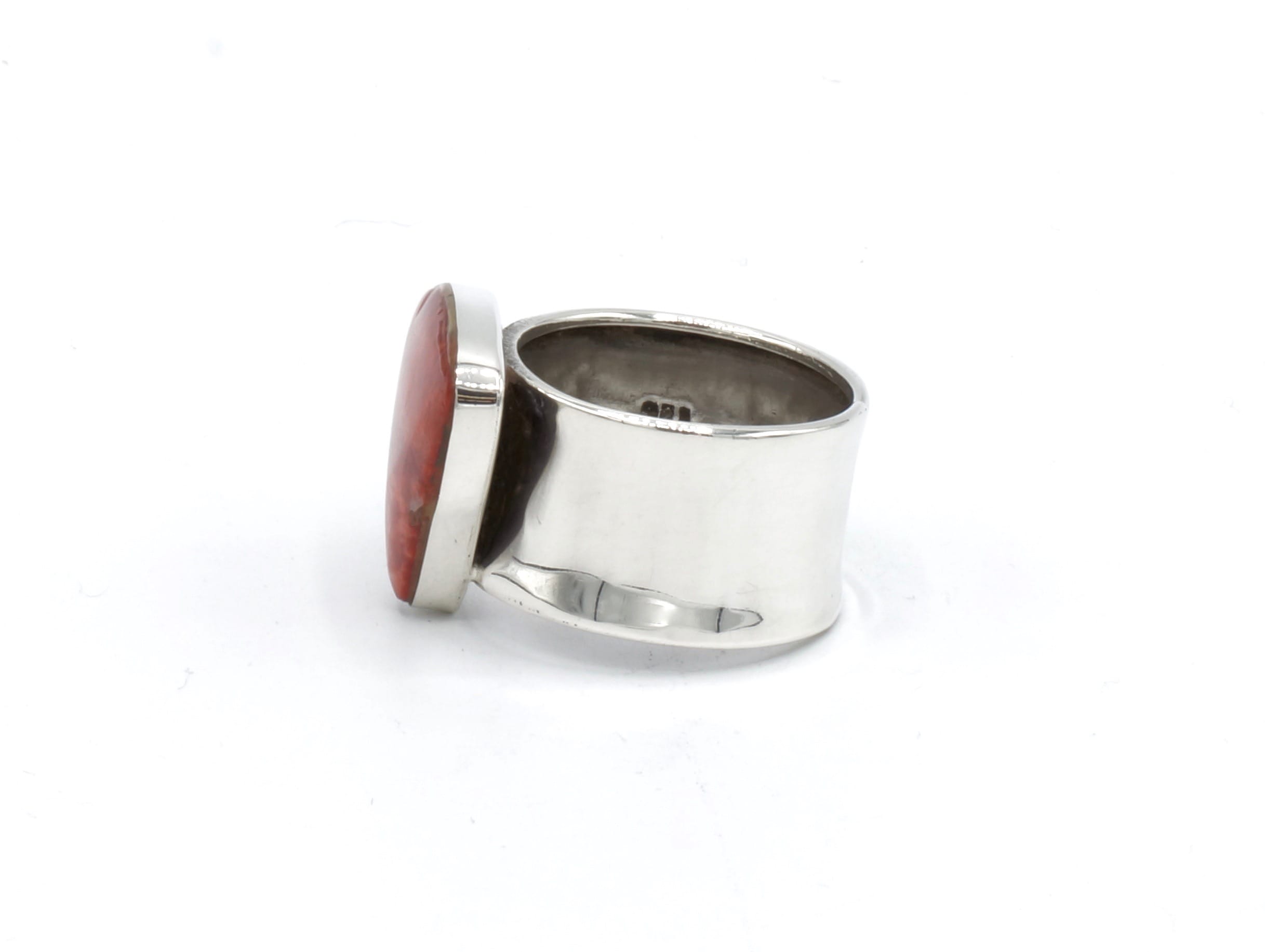Guaman zilveren ring met rode spondylus (op bestelling 2-3 weken) - Afbeelding 7