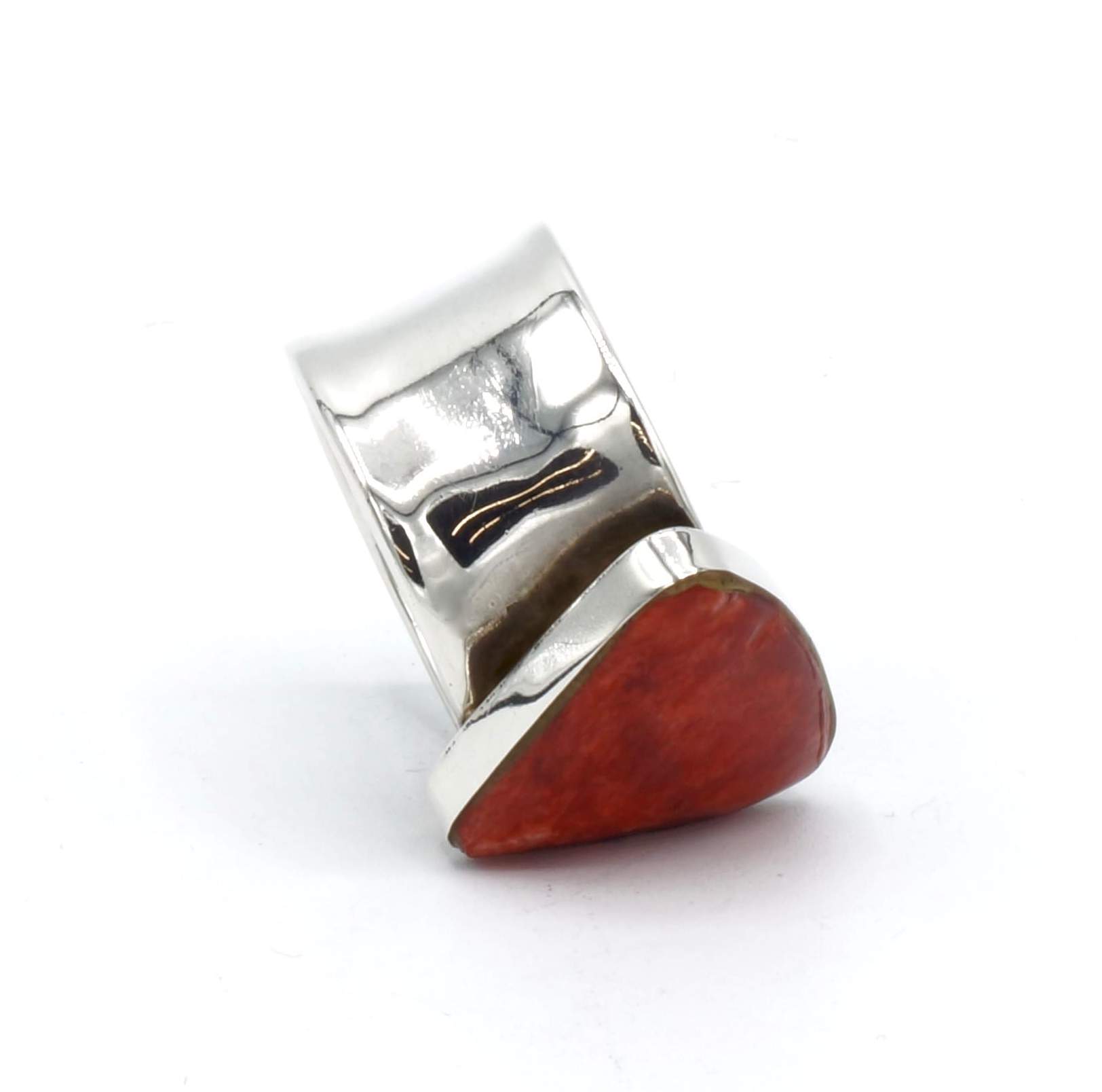 Guaman zilveren ring met rode spondylus (op bestelling 2-3 weken)