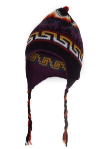 Inca-dubbelface vlecht muts zwart/paars