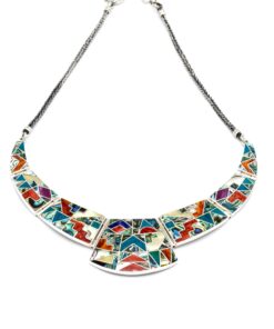 Inca-kalender design zilveren collier met abalone
