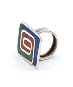 Inca zilveren ring met stenen