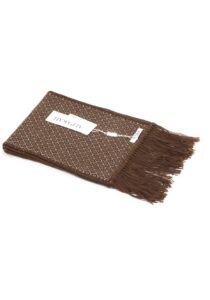 Alternative view of Inti design geometrische sjaal bruin en wit