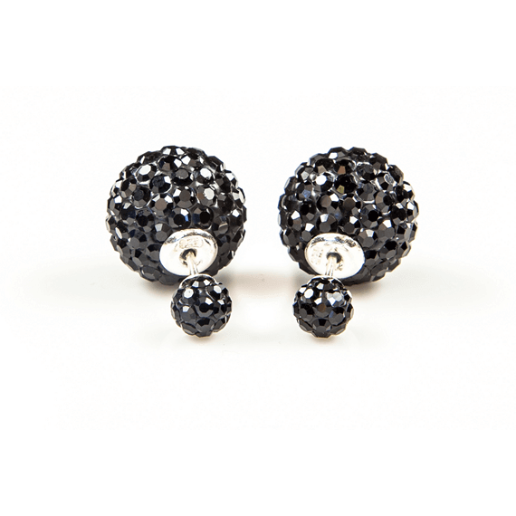 Karma Oorbellen Double Dots Black Crystal (11003)