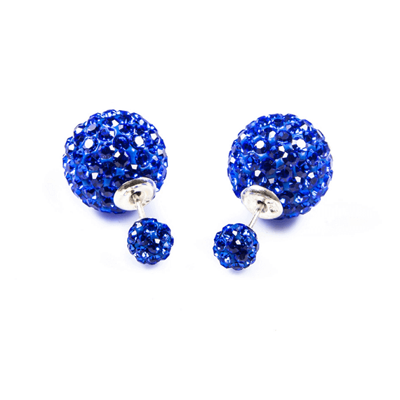 Karma Oorbellen Double Dots Blue Chrystal (11014)