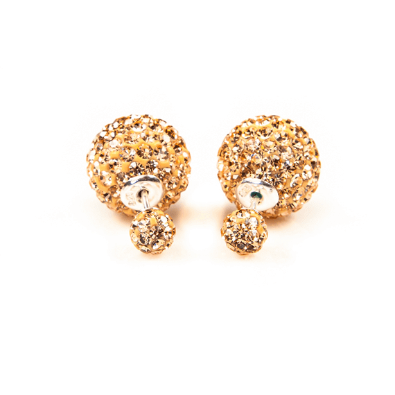 Karma Oorbellen Double Dots Champagne Crystal (11004)