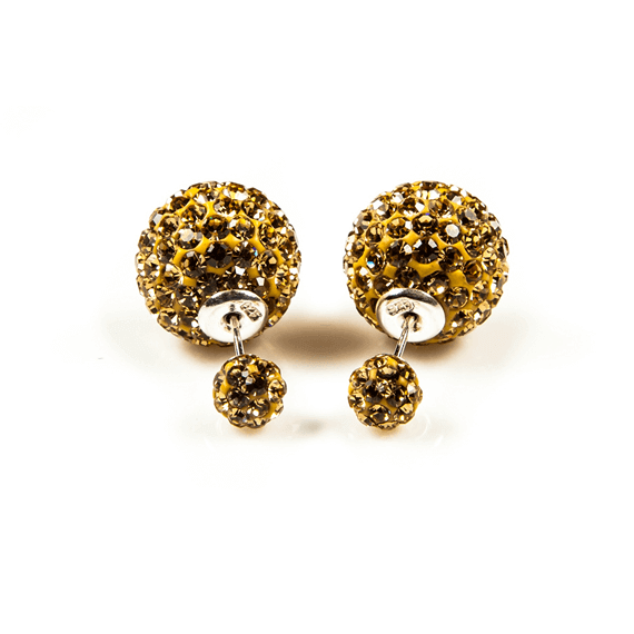 Karma Oorbellen Double Dots Gold Crystal (11009)