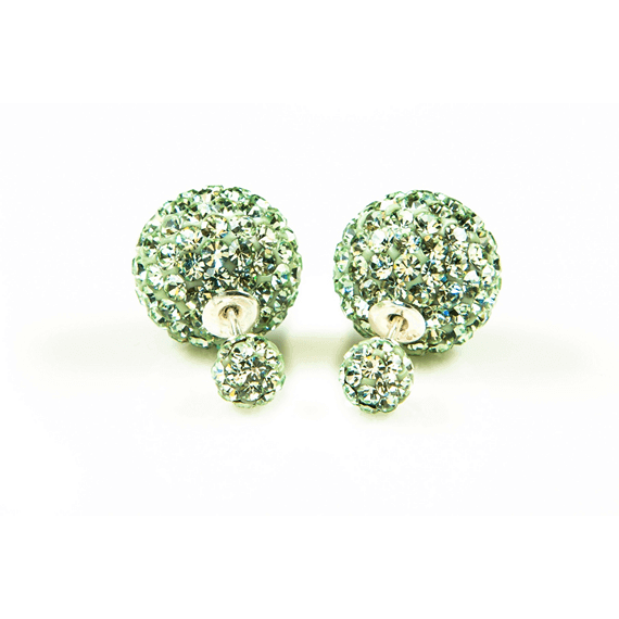 Karma Oorbellen Double Dots Green Crystal (11006)