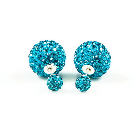 Karma Oorbellen Double Dots Turqoise Crystal (11008)