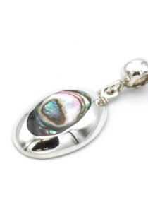 Kleine zilveren hanger met abalone schelp