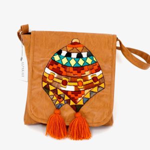 Lederen geborduurde Chullo-heuptas groot