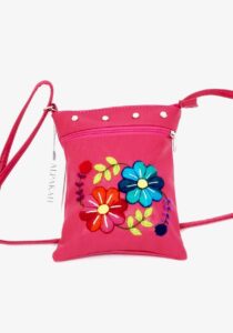 Lederen geborduurde margriet-heuptas rose