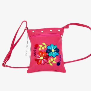 Lederen geborduurde margriet-heuptas rose