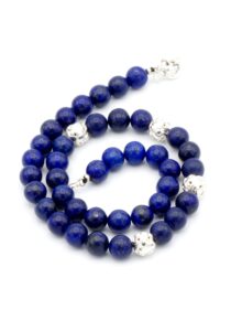Alternative view of Luxe Lapiz Lazuli collier met zilveren details