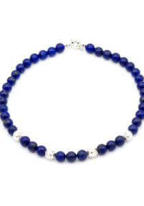 Luxe Lapiz Lazuli collier met zilveren details