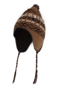 Luxe Peruaanse chullo met motieven caramel