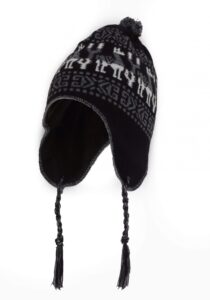 Luxe Peruaanse chullo met motieven zwart