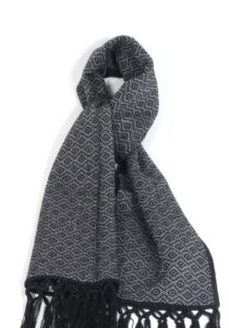 Luxe geometrische dubbelsjaal zwart