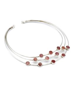 Luxe zilveren collier met Andes roze opalen