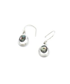 Luxe zilveren oorbellen oval met abalone