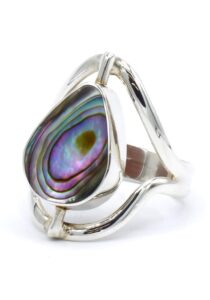 Mahogany Obsidiaan-Abalone zilveren ring