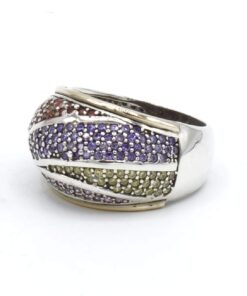 Multikleuren kristallen ring met goud