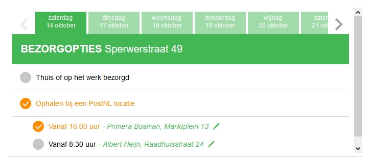 Pakje gemak op pagina afrekenen