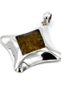 Peruaanse stenen zilveren hanger brown (op bestelling 2-3 weken)