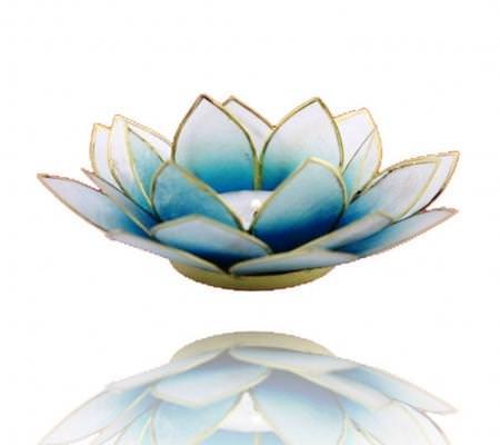 Sfeerlichthouder Chakra Lotus - Wit Blauw