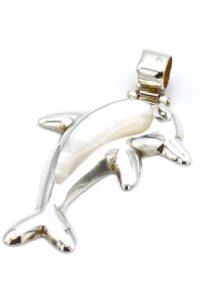 Zilveren hanger dolfijn met parlemoer