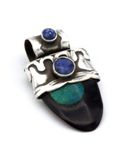 Zilveren hanger met Peruaanse turkoois en Onyx